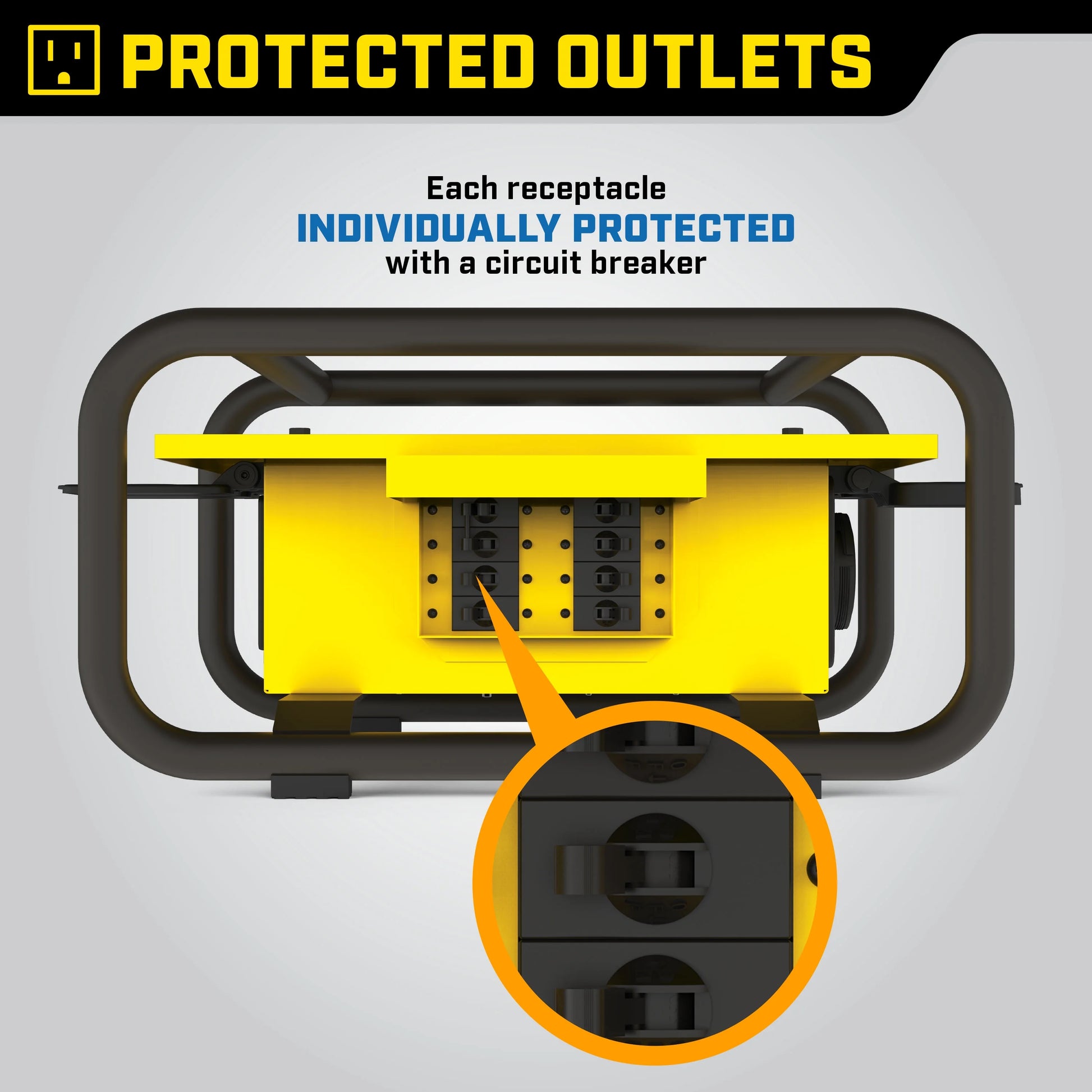Champion Power Equipment Yellow 19.10" x 15.90" x 10.00", Steel Portable Electrical Distribution Box