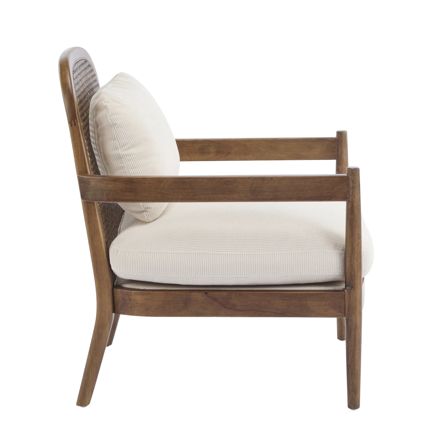 Christopher Knight Home [Set of 2] Mid-Century Modern Accent Chairs with Light Brown Solid Wood Frame, Rattan Backrest with Cushion - Comfortable Armchairs Light Brown