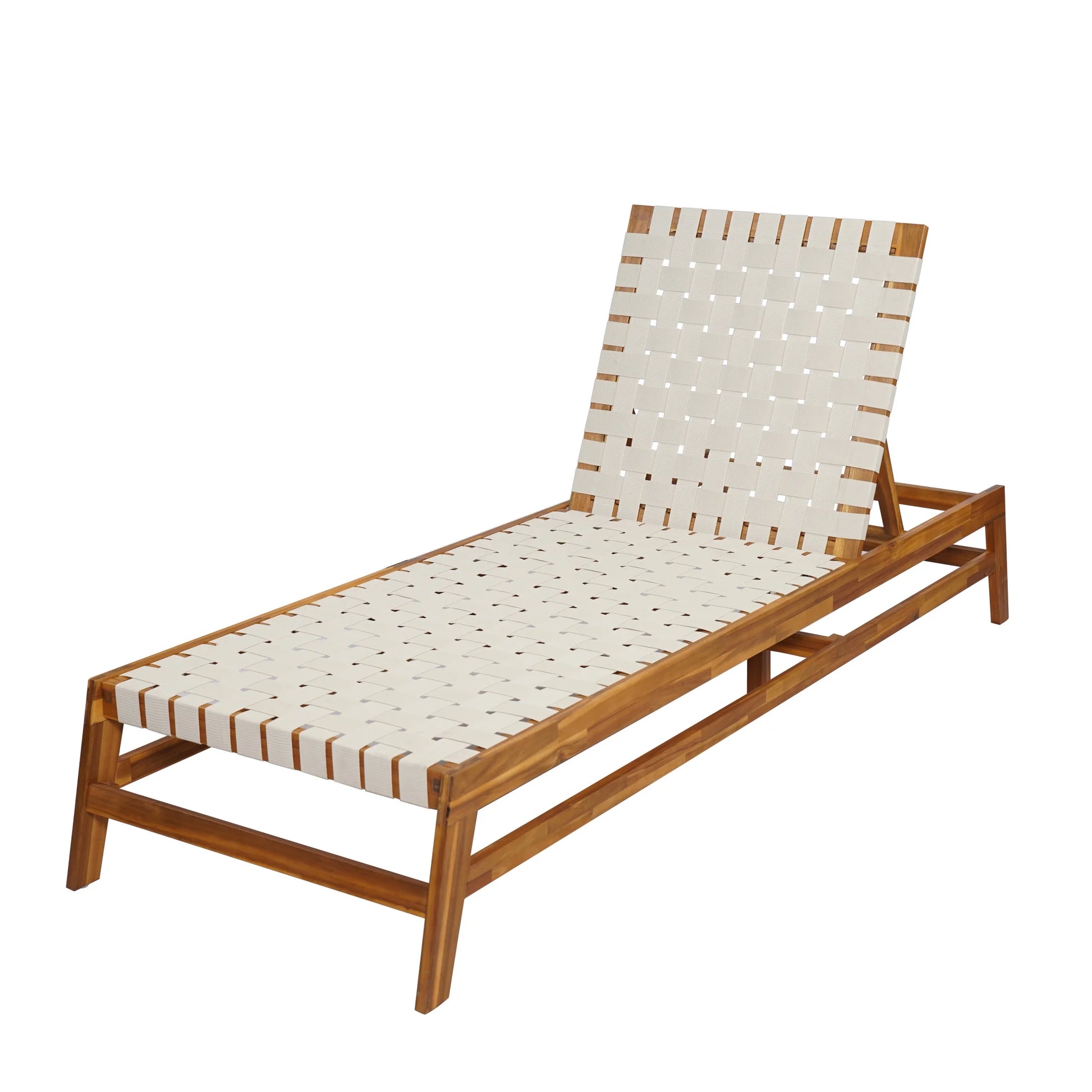 Christopher Knight Home Outdoor Wood Chaise Lounge Chair, Adjustable 4-Position Recliner with Rope Seat, Teak