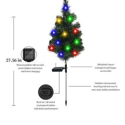 SDJMa Solar Christmas Tree Lights Garden Outdoor Waterproof,Solar Yard Decoration Light, Solar Stake Decor Lights, Solar Xmas Decorative Multi-Color Flickering Pine Lights for Patio Lawn Pathway