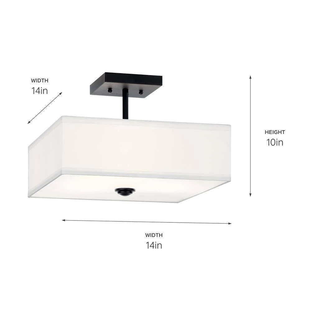 43691BK-Kichler Lighting-Shailene - 3 Light Semi-Flush Mount - 14 inches wide-Black Finish
