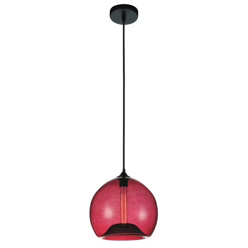 CWI Lighting Glass 1 Light Down Metal Mini Pendant in Black/Amber