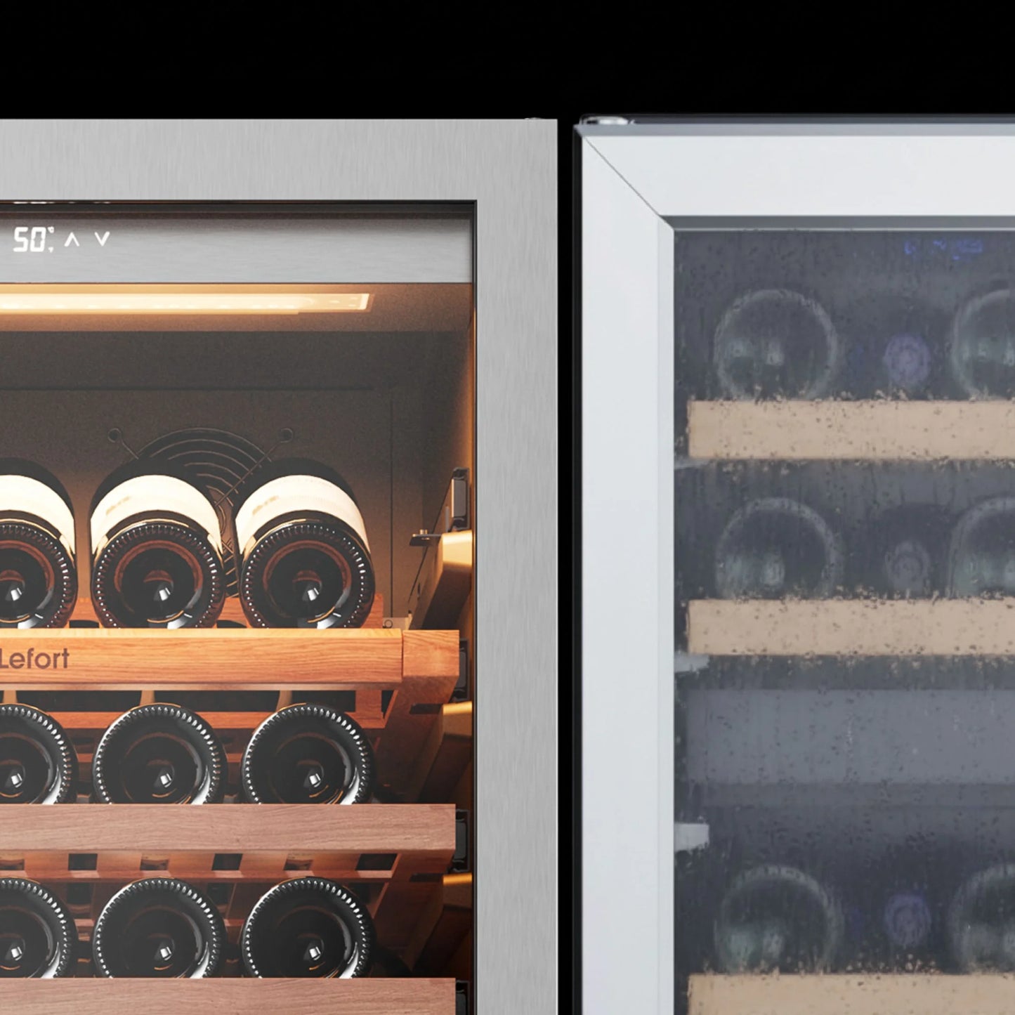 Ca'Lefort 24 inch 166-Bottle Wine Cooler Refrigerator Freestanding/Built-In Dual Zone 3-Color LED Lighting for Home, Bar & Office