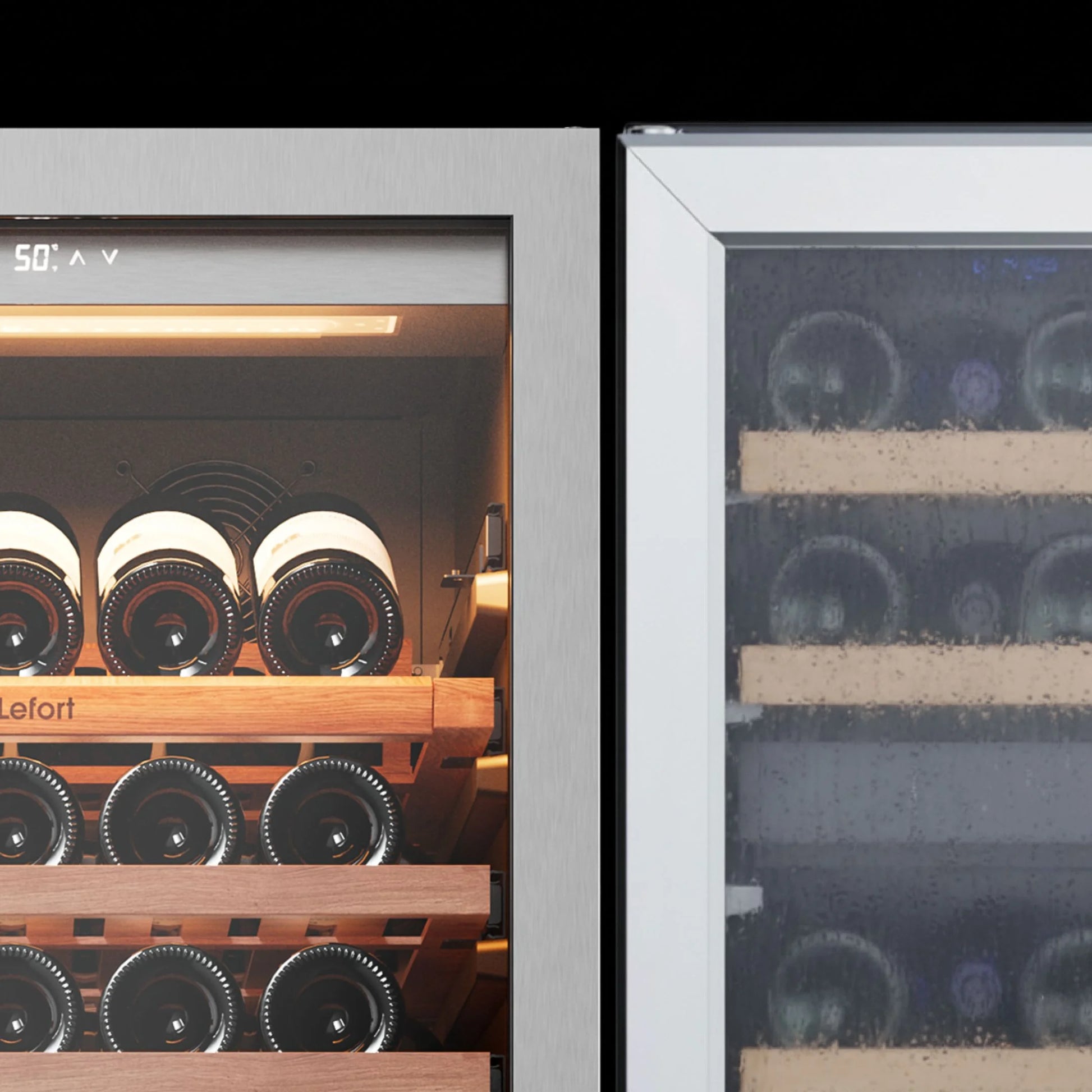Ca'Lefort 24 inch 166-Bottle Wine Cooler Refrigerator Freestanding/Built-In Dual Zone 3-Color LED Lighting for Home, Bar & Office