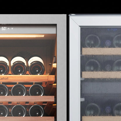 Ca'Lefort 24 inch 166-Bottle Wine Cooler Refrigerator Freestanding/Built-In Dual Zone 3-Color LED Lighting for Home, Bar & Office