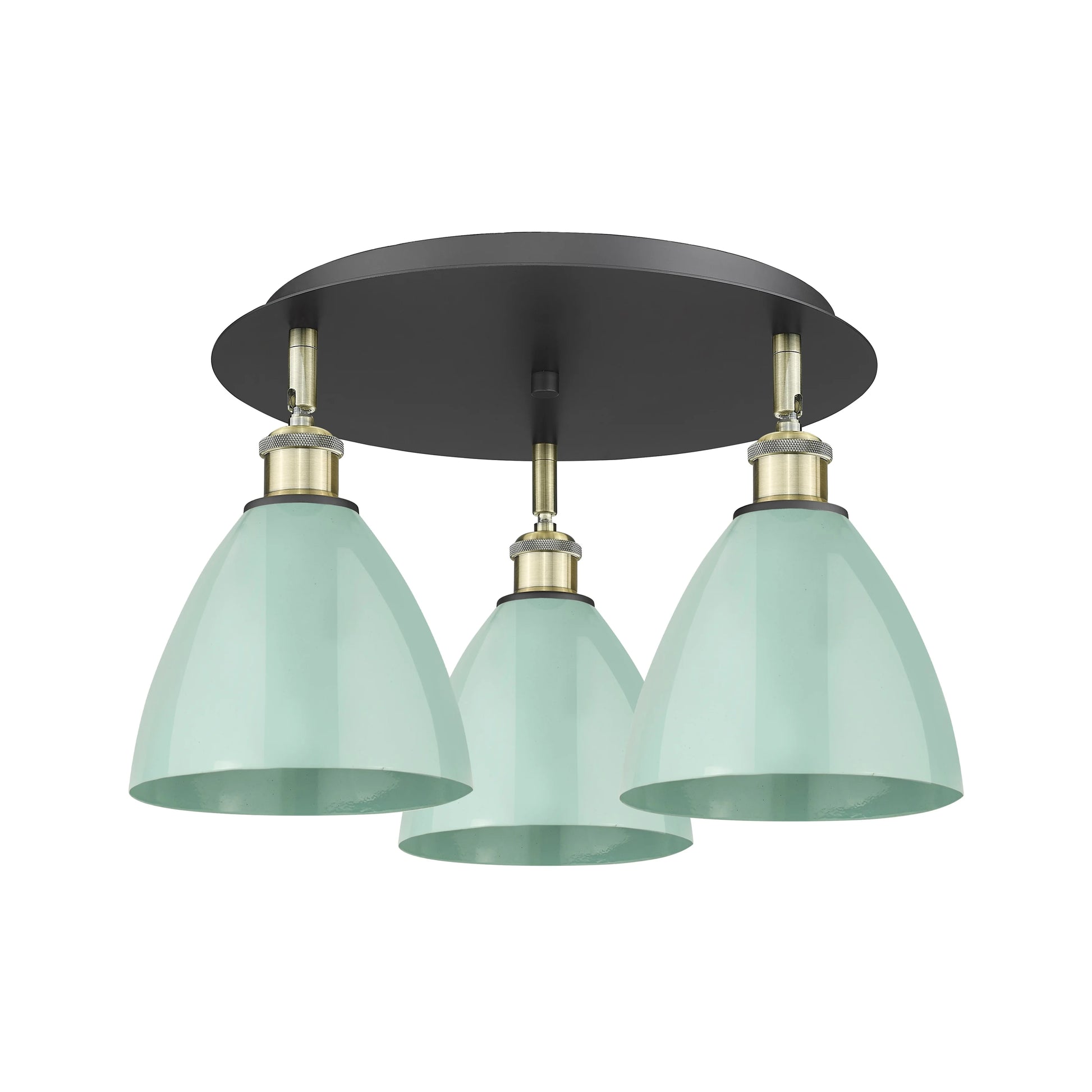 516-3C-AB-MBD-75-BL-Innovations Lighting-Ballston Dome - 3 Light Flush Mount In Industrial Style-10 Inches Tall and 19.25 Inches Wide-Antique Brass