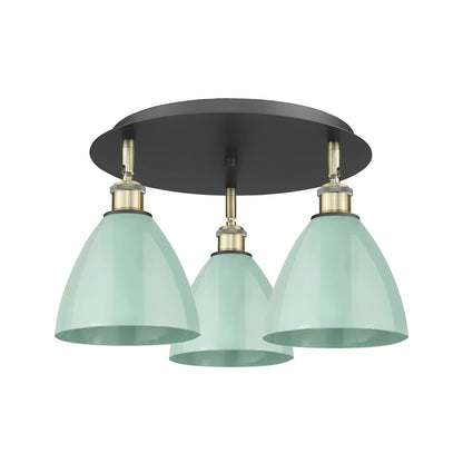 516-3C-AB-MBD-75-BL-Innovations Lighting-Ballston Dome - 3 Light Flush Mount In Industrial Style-10 Inches Tall and 19.25 Inches Wide-Antique Brass