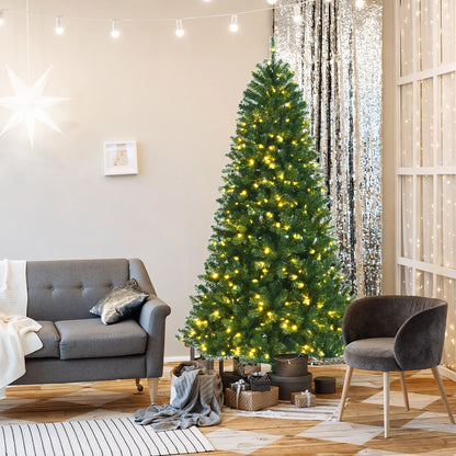 Costway 7ft Pre-lit Hinged Christmas Tree w/Remote Control & 9 Lighting Modes