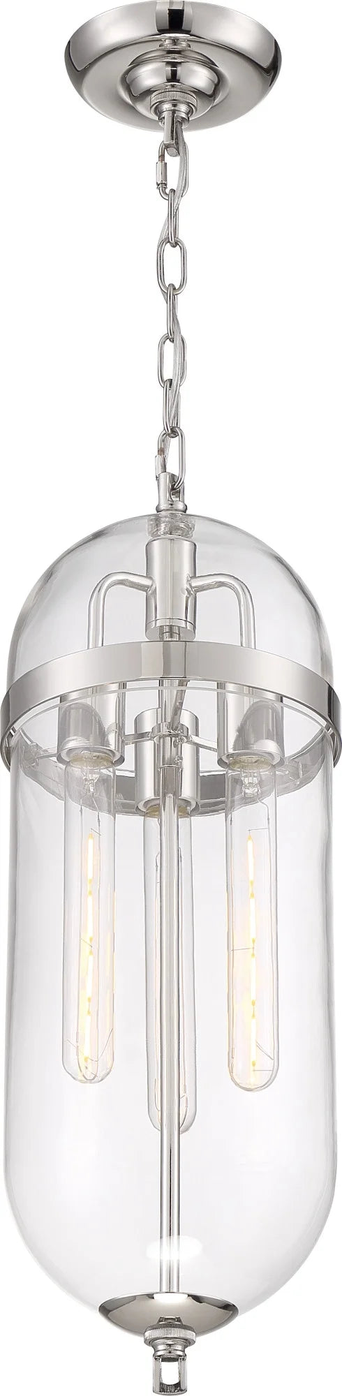 60/6913-Nuvo Lighting-Aurora-3 Light Pendant-8 Inches Wide by 23 Inches High-Vintage Brass Finish -Traditional Installation