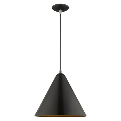 Livex Lighting Dulce 14" 1-Light Modern Metal Single Pendant in Shiny Black