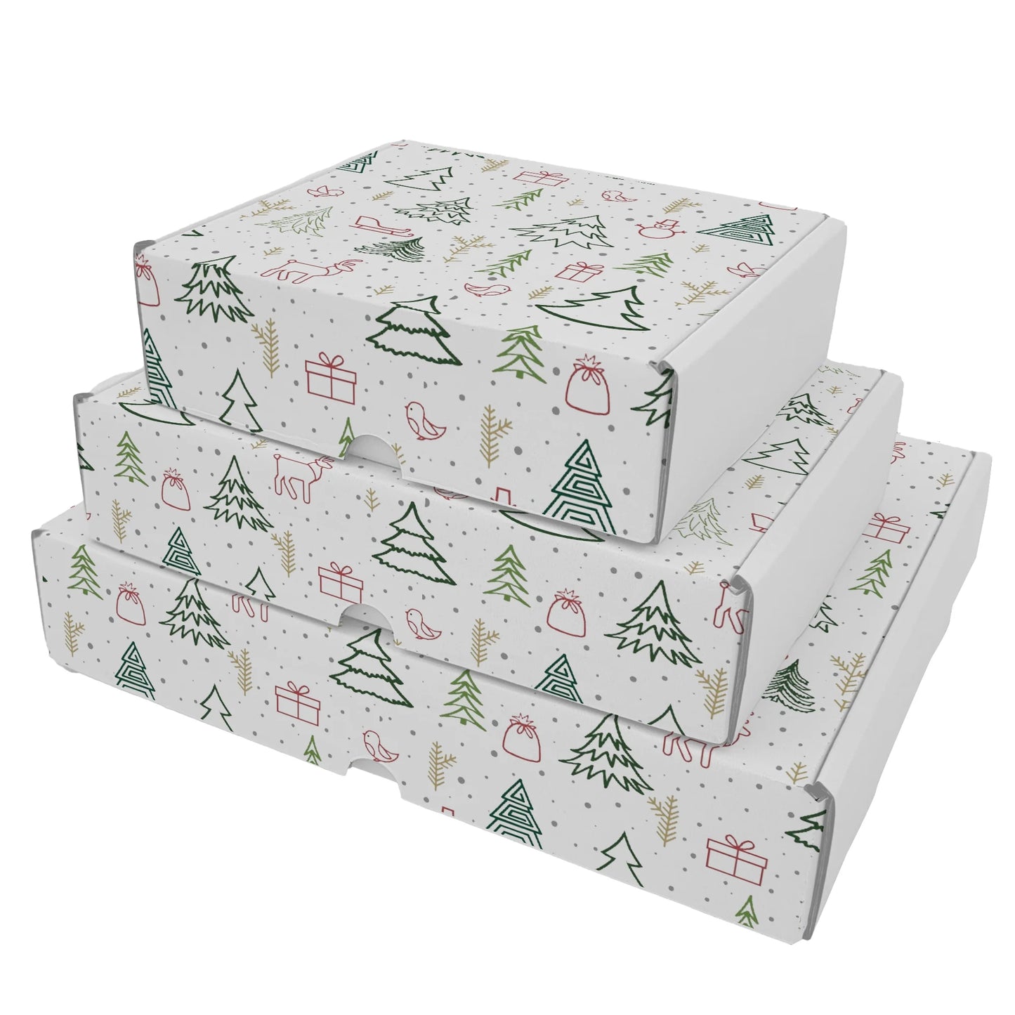 Ucanpack Made In USA 1/8? Thick Christmas Mailer Box 50 Pcs, White X-Mas Forest Theme Cute Boxes For Small Business, Tuck Top Mailer Boxes, 10x5x5" Literature Mailer, Moving Carton