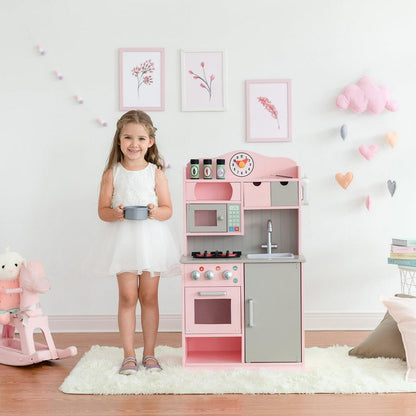 Teamson Kids - Little Chef Florence Classic Play Kitchen - Pink/Grey