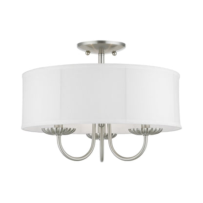 Livex Lighting - Brookdale - 3 Light Semi-Flush Mount In Transitional Style-12