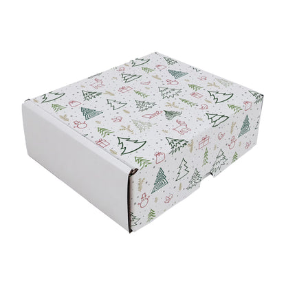 Ucanpack Made In USA 1/8? Thick Christmas Mailer Box 50 Pcs, White X-Mas Forest Theme Cute Boxes For Small Business, Tuck Top Mailer Boxes, 10x5x5" Literature Mailer, Moving Carton