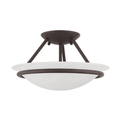 Livex Lighting Newburgh Black/White Stainless Steel/Alabaster Glass Ceiling Mount