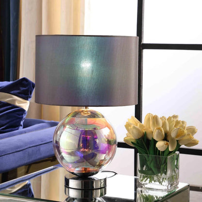 Lighting Fixtures 18.75-Inch Artie Orb Iridescent Chrome Table Lamp,Table Lamps