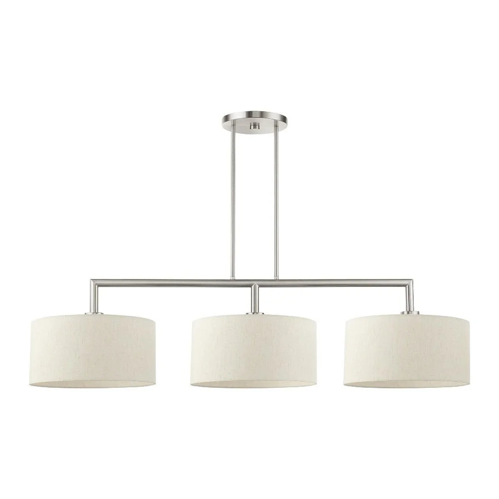 Livex Lighting Monroe 3-Light Metal & Fabric Linear Chandelier in English Bronze