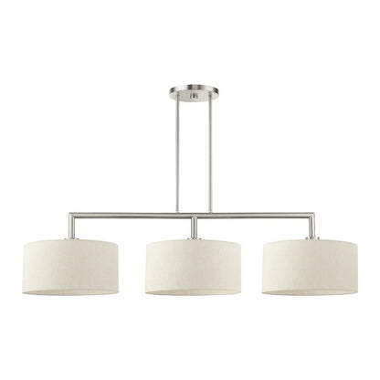 Livex Lighting Monroe 3-Light Metal & Fabric Linear Chandelier in English Bronze
