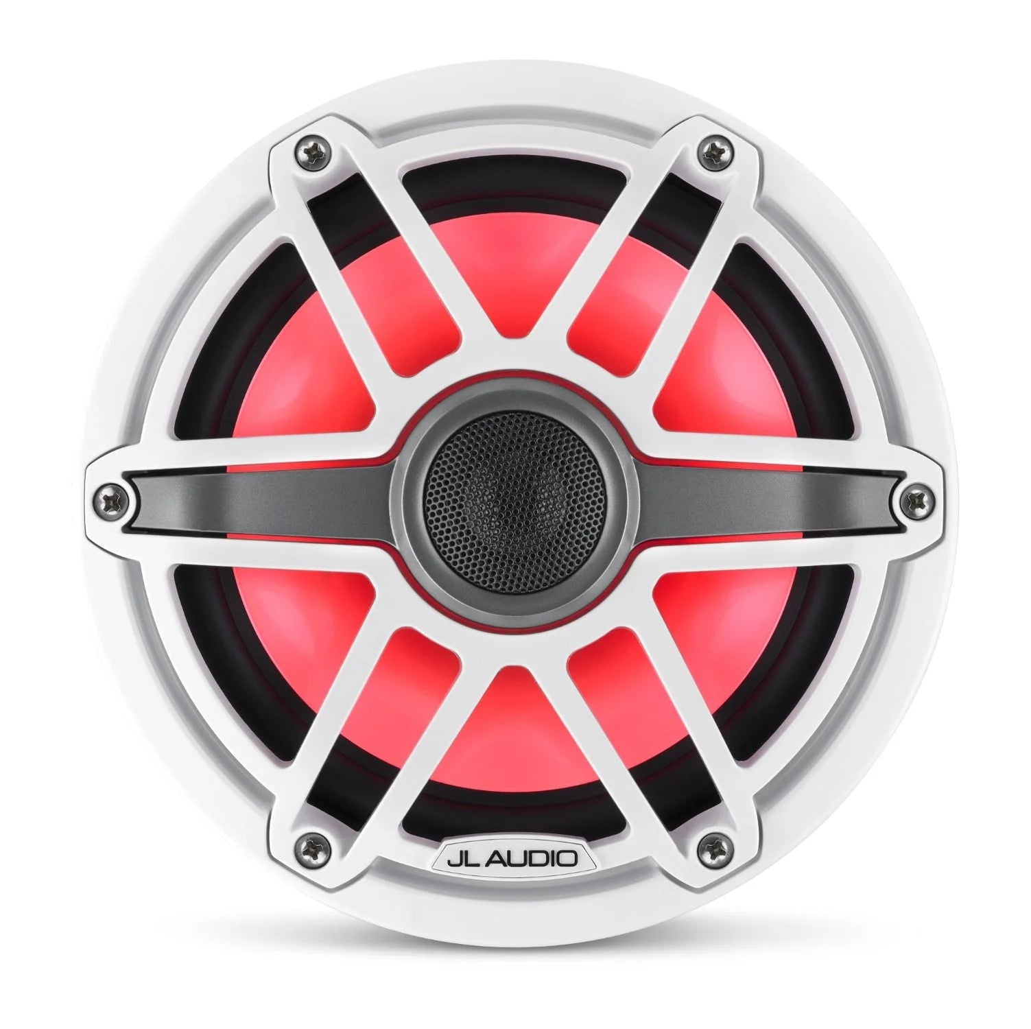 JL Audio M6-770X-S-GwGw-i 7.7-inch Marine Coaxial Speakers with Transflective LED Lighting, Gloss White