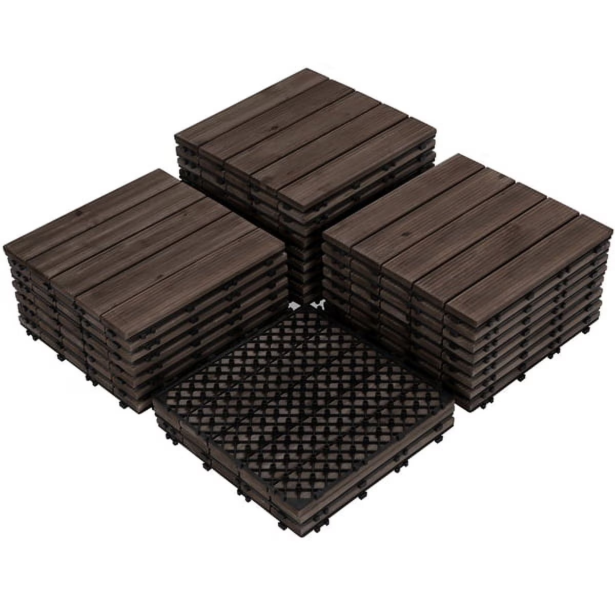 Renwick 12" x 12" Square Wooden Floor Tiles, 27 Pieces, Natural Wood