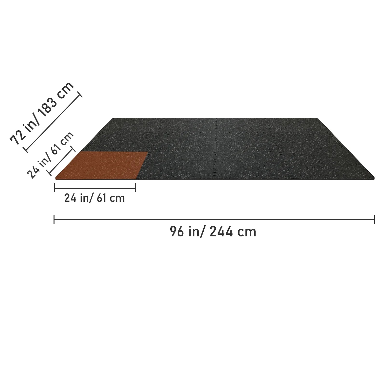 BENTISM 24" x 24" Black Gray Interlocking Floor Mats 12 Pieces