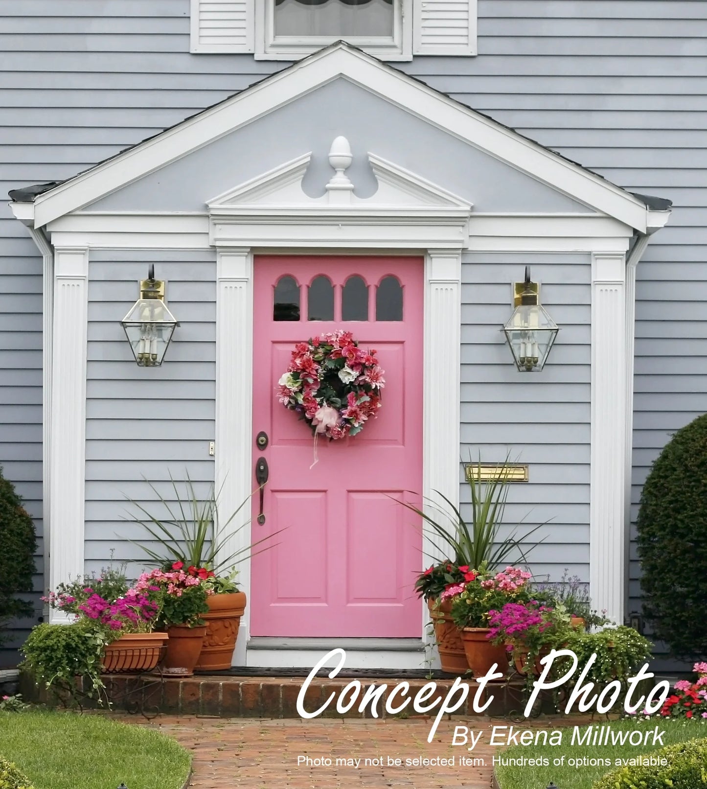 Ekena Millwork 52"W x 13"H x 2-3/4"P Rams Head Architectural Grade PVC Pediment (Urn Ships Unattached in Box)