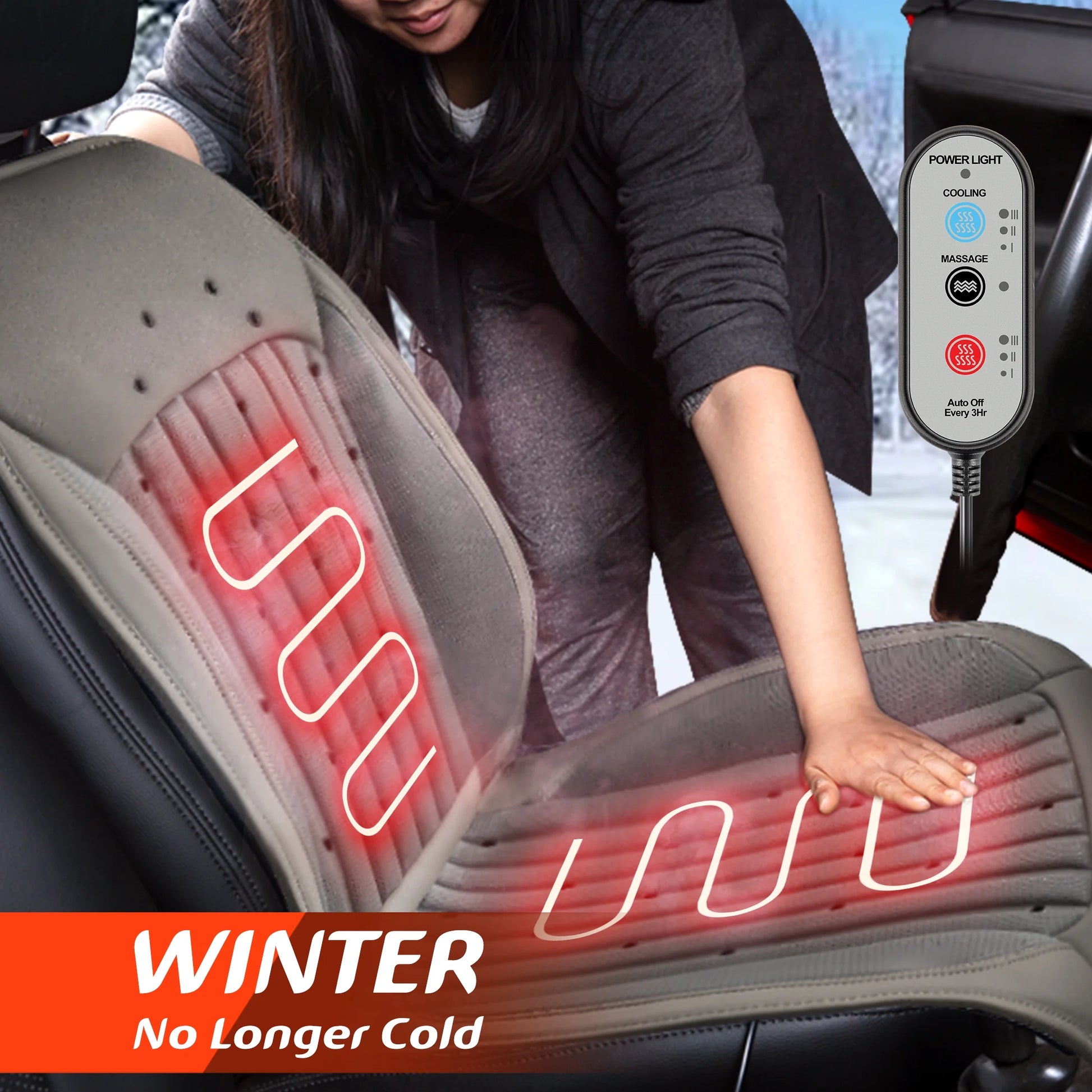 Paffenery 2025 Heating and Cooling Seat Cover Front Seat, 12V-24V Ventilated Cooling Car Seat Cushion, Cooled Seat Cover for Car SUV Truck Universal Fit, Fashion Grey