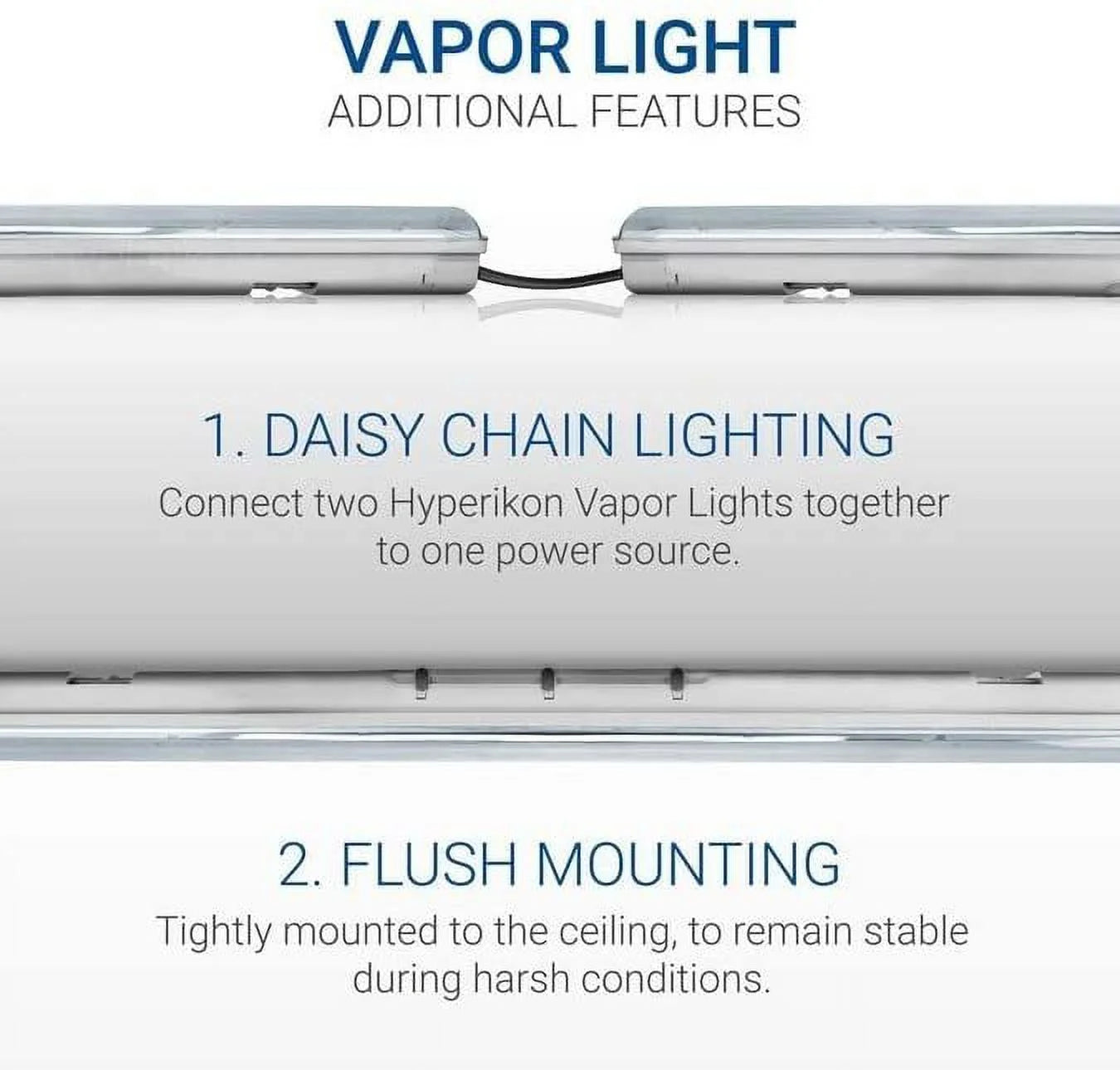 Hyperikon LED Vapor Proof Fixture, 40W=100W, Garage Lighting, Frosted Lens, UL, DLC, Daylight White, 4 Pack