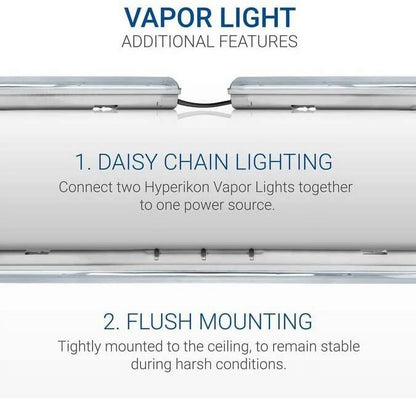 Hyperikon LED Vapor Proof Fixture, 40W=100W, Garage Lighting, Frosted Lens, UL, DLC, Daylight White, 4 Pack