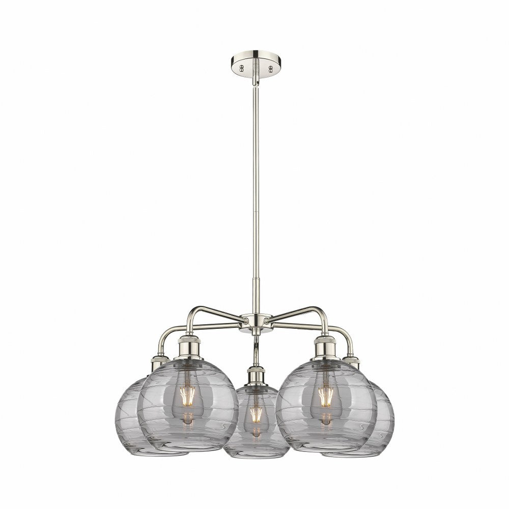 516-5CR-AC-G1213-8SM-Innovations Lighting-Athens Deco Swirl - 5 Light Stem Hung Chandelier In Industrial Style-15.38 Inches Tall and 26 Inches