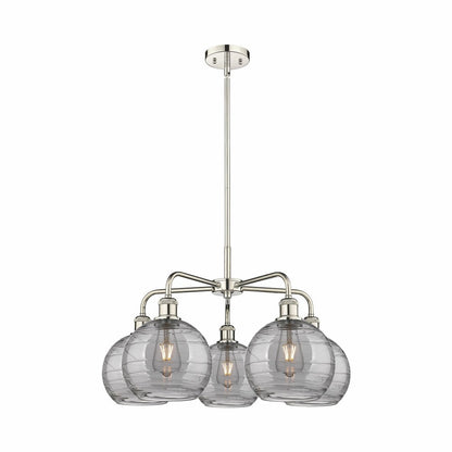 516-5CR-AC-G1213-8SM-Innovations Lighting-Athens Deco Swirl - 5 Light Stem Hung Chandelier In Industrial Style-15.38 Inches Tall and 26 Inches