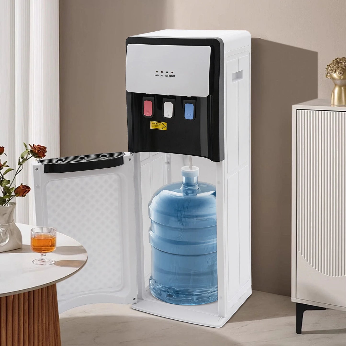 Bottom Loading Water Dispenser, Hot, Cold, and Room Temperature Water, Floor Standing, 90W Cooling, 500W Heating, Energy-Saving Design for Home, Office, and Commercial Use