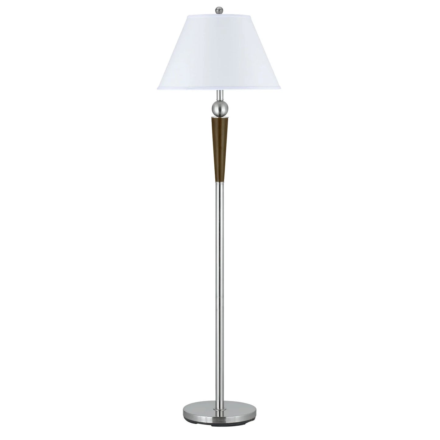 Cal Lighting Metal Floor Lamp in Brushed Steel and Espresso
