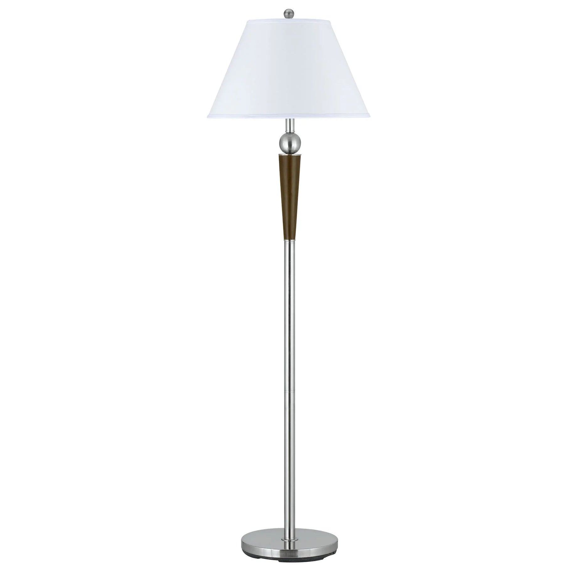 Cal Lighting Metal Floor Lamp in Brushed Steel and Espresso