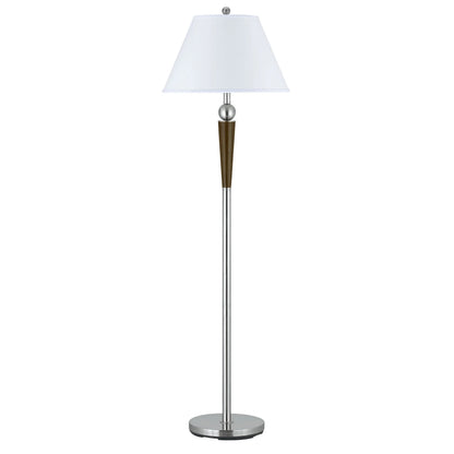 Cal Lighting Metal Floor Lamp in Brushed Steel and Espresso