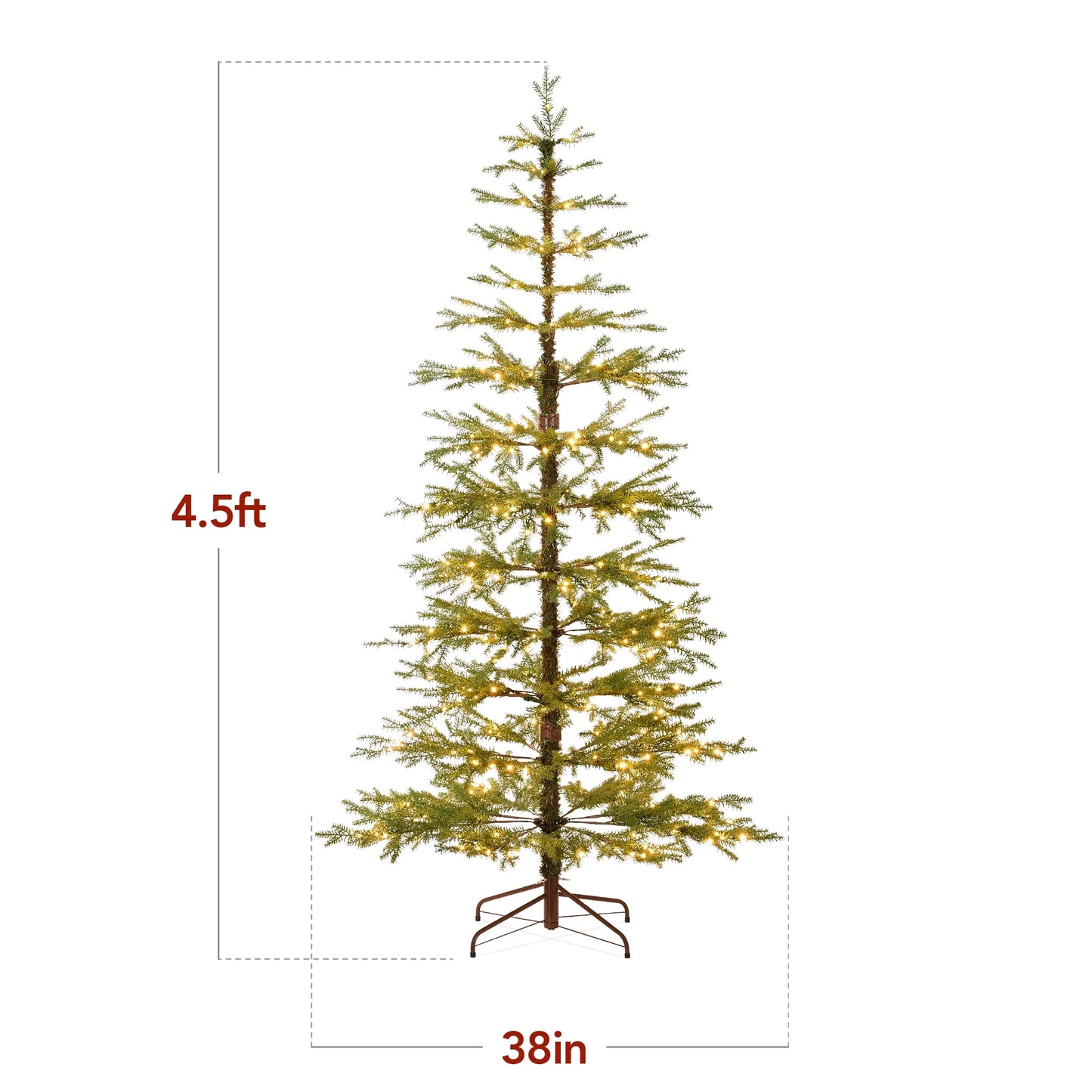 Best Choice Products 4.5ft Pre-Lit Sparse Christmas Tree w/100 2-in-1 LED Lights, Cordless Connection, Metal Stand