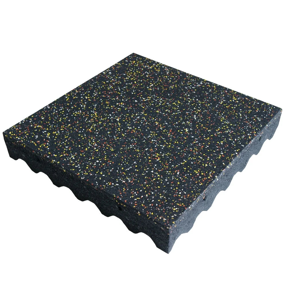 Rubber-Cal "Eco-Safety" Interlocking Playground Tiles - 3 x 19.5 x 19.5 Inch - 40 Pack - 111 Square Feet Coverage - Blue/White Speckled