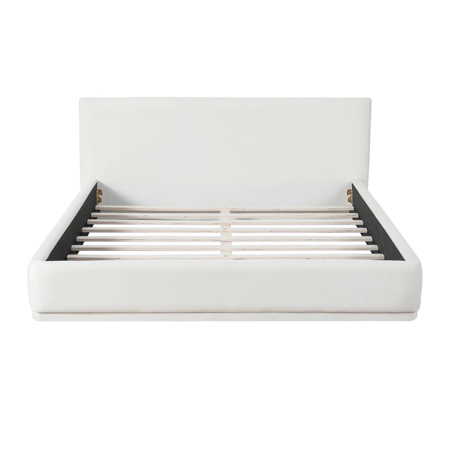 Christopher Knight Home Velvet Upholstered QueenBed, Solid Wood Platform Bed Frame, White