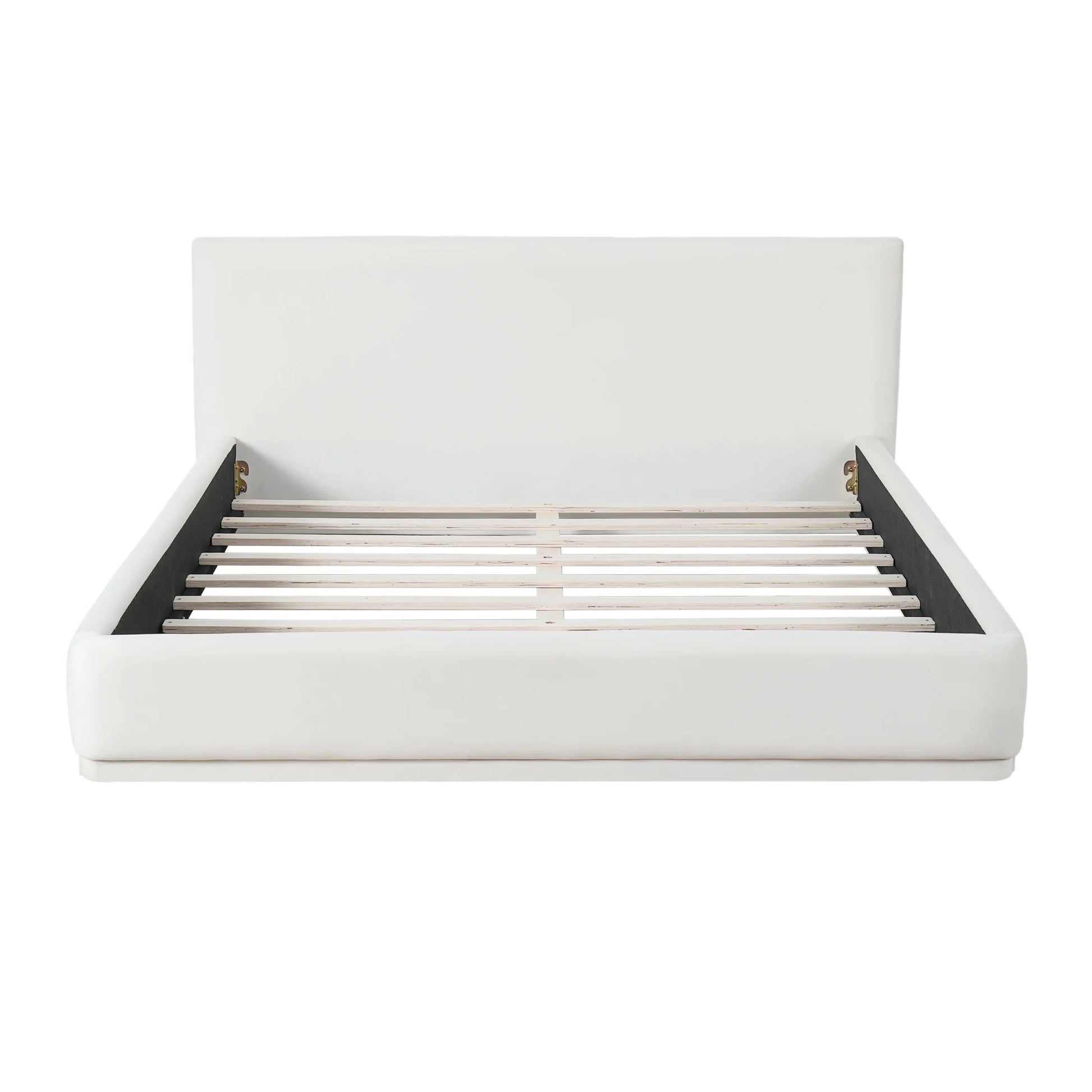 Christopher Knight Home Velvet Upholstered QueenBed, Solid Wood Platform Bed Frame, White
