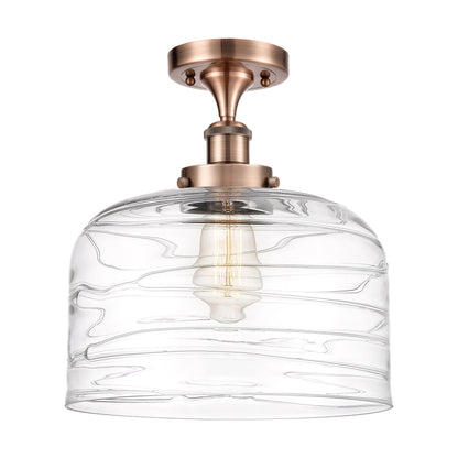 Innovations Lighting Ballston Urban Bell - 1 Light 12" Semi-Flush Mount Brushed Brass/Matte White