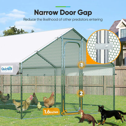 Quictent Large Metal Chicken Coop Run for 30+ Poultry with Galvanized Hardware Cloth and Waterproof Roof Cover, Outdoor Walk-in Cage Peak Hen House for Yard Farm, 18x9x6.6FT