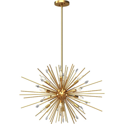 Volume Lighting Alice 12-Light Indoor Antique Gold Down Rod Chandelier - 29.5"x18"