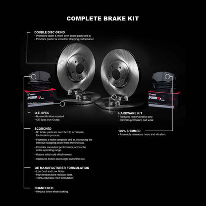 R1 Concepts Front Rear Brakes and Rotors Kit |Front Rear Brake Pads| Brake Rotors and Pads| Optimum OEp Brake Pads and Rotors |Hardware Kit WFUH2-59053