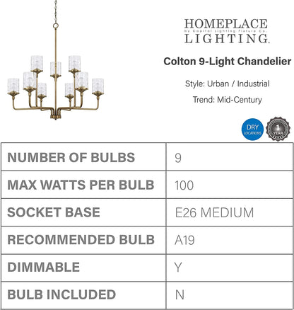 Capital Lighting 428891-451 Colton 9 Light 38" Wide Chandelier - Brass
