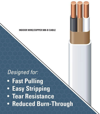 Southwire 28827423 100' 14/2 with ground Romex brand SIMpull residential indoor electrical wire type NM-B, White