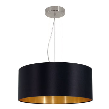 31606A-Eglo Lighting-Maserlo - 3-Light Pendant - Satin Nickel - Grey and Silver-Satin Nickel Finish-Grey Shade Color