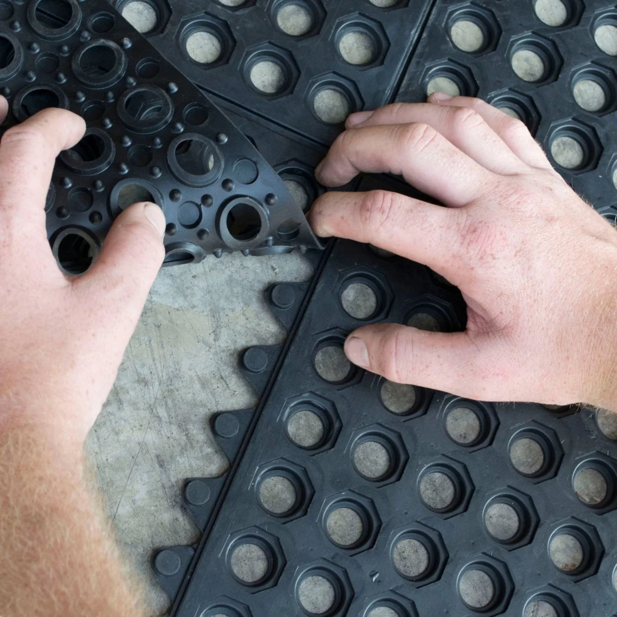 Black 3 x 3 ft Interlocking Rubber Mats - 4 Pack
