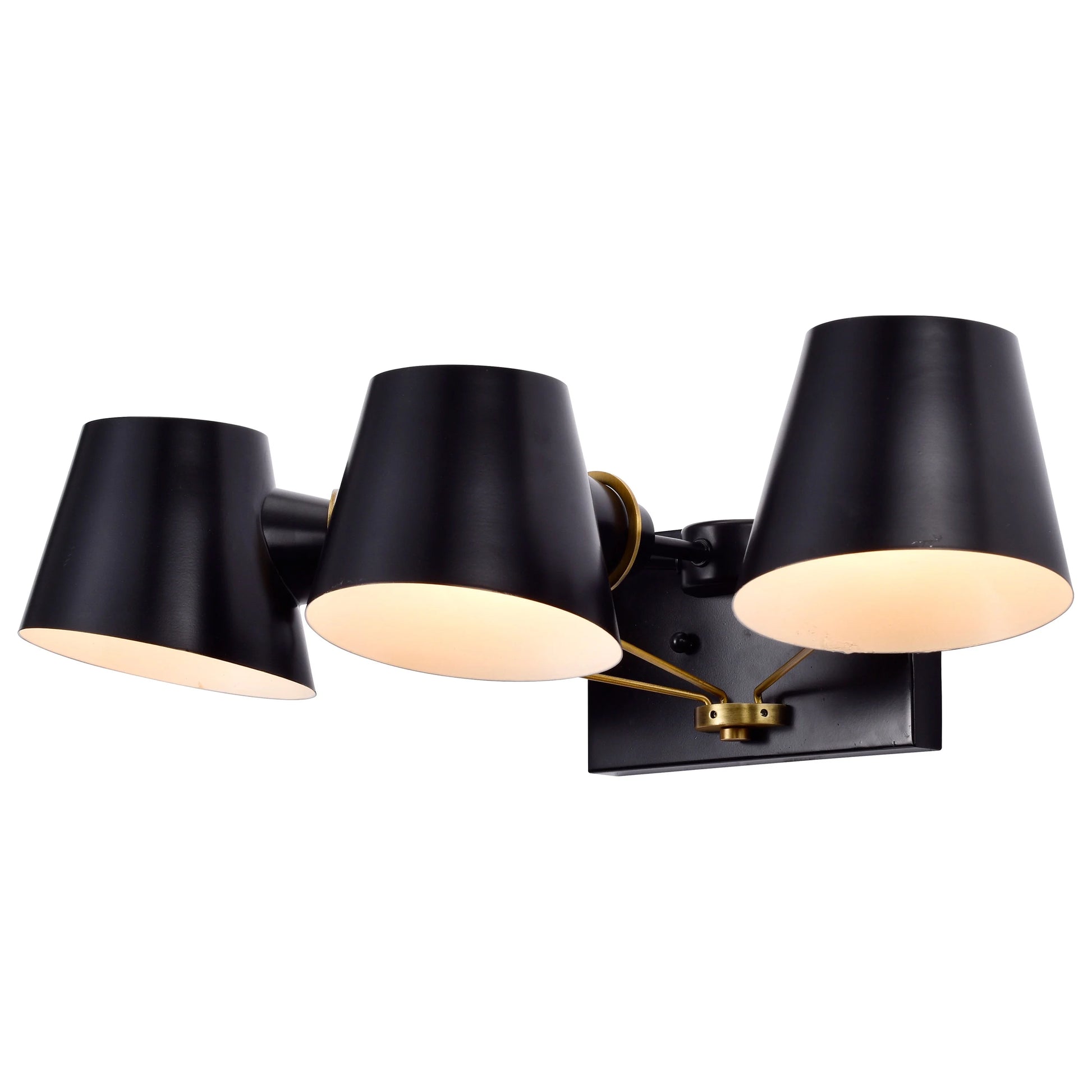 Nuvo Lighting Baxter 3 Light Vanity Black with Burnished Brass