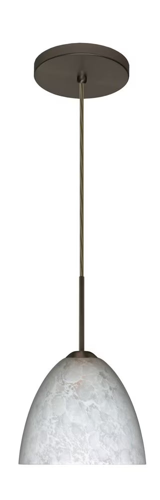 1BT-757219-BR-Besa Lighting-Sasha II-One Light Cord Pendant with Flat Canopy-6.3 Inches Wide by 5.4 Inches High-Bronze Finish-Carrera Glass