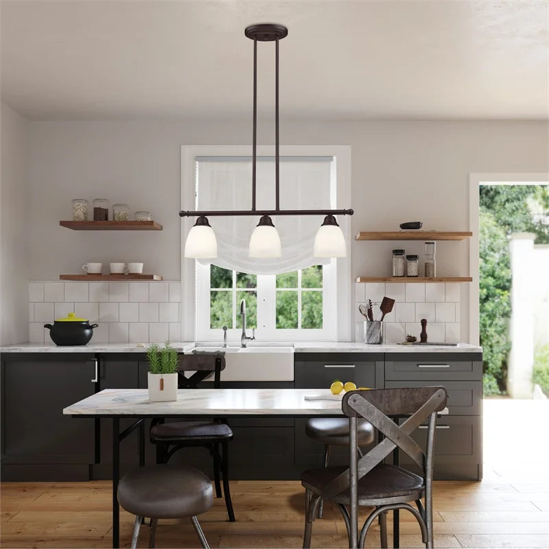 Livex Lighting Somerville 3-Light Metal Linear Chandelier in Bronze